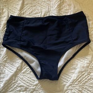 High-Waisted Navy Blue Swim Bottoms